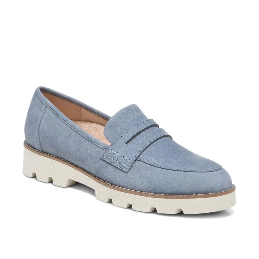 Vionic Light Blue Suede Penny Loafers - Picture 1 of 12